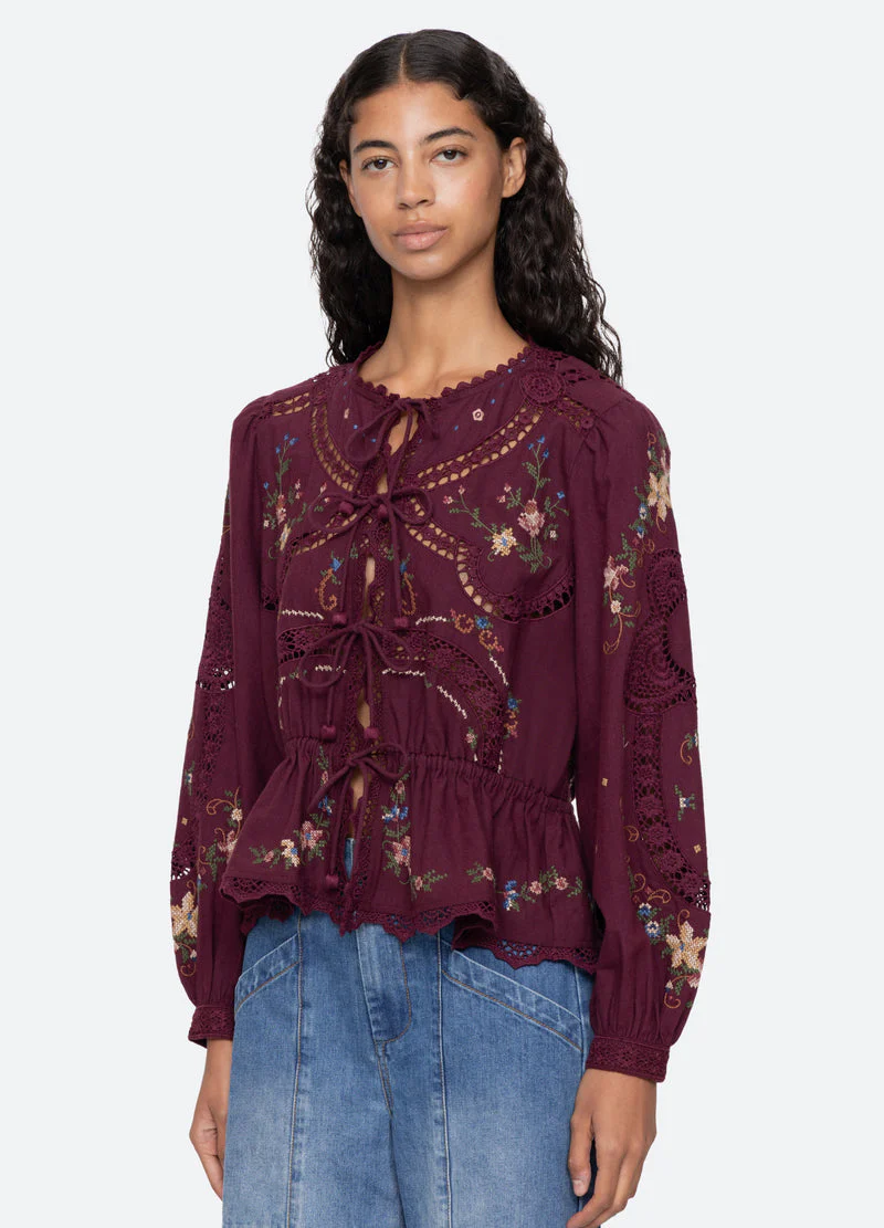 Blouse Rs26-133 Burgundy - Image 4