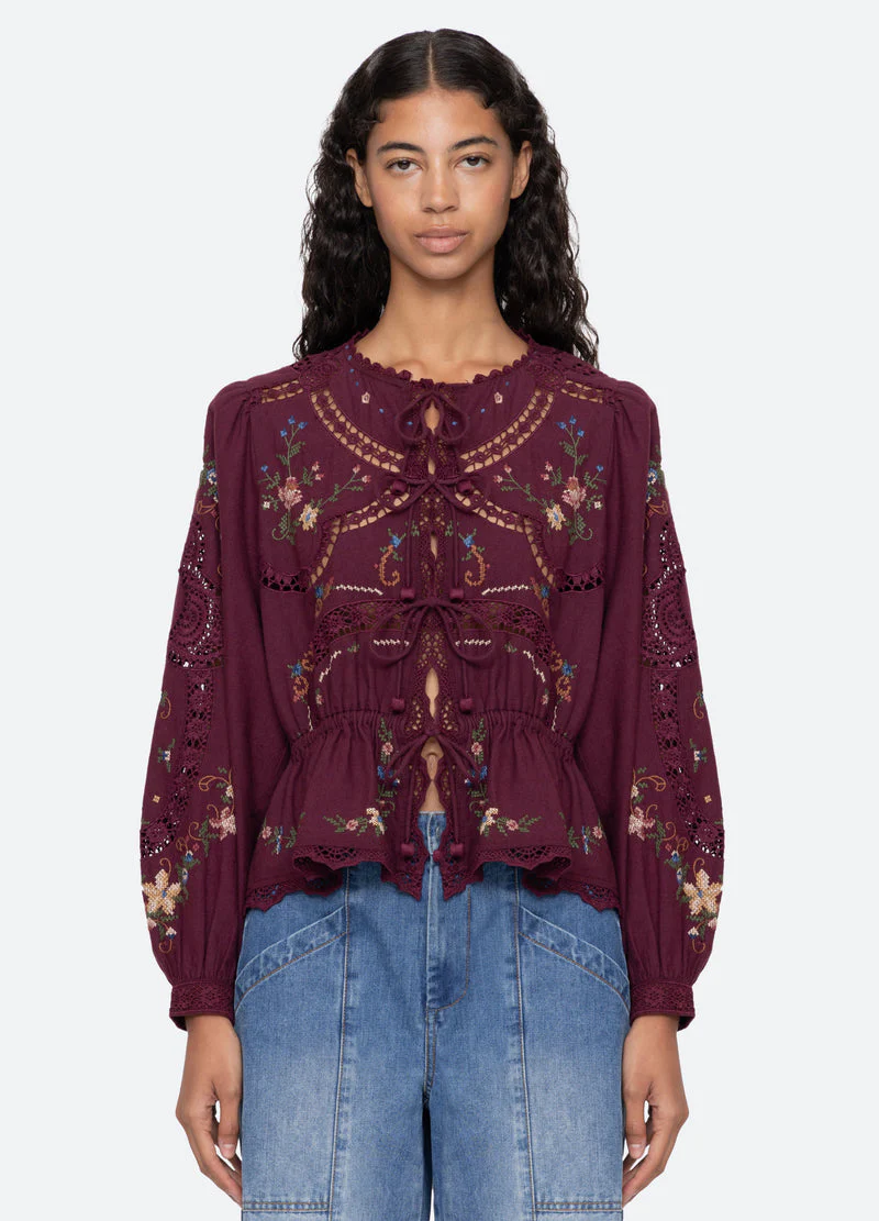 Blouse Rs26-133 Burgundy - Image 5