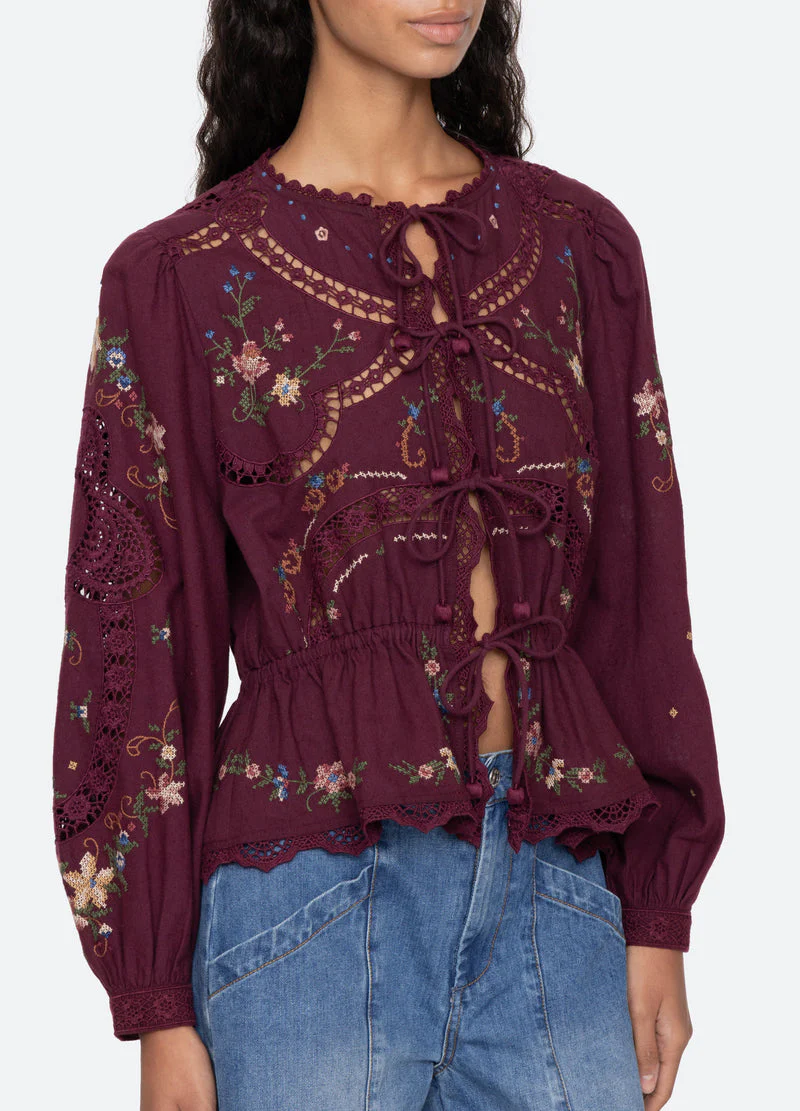 Blouse Rs26-133 Burgundy - Image 6