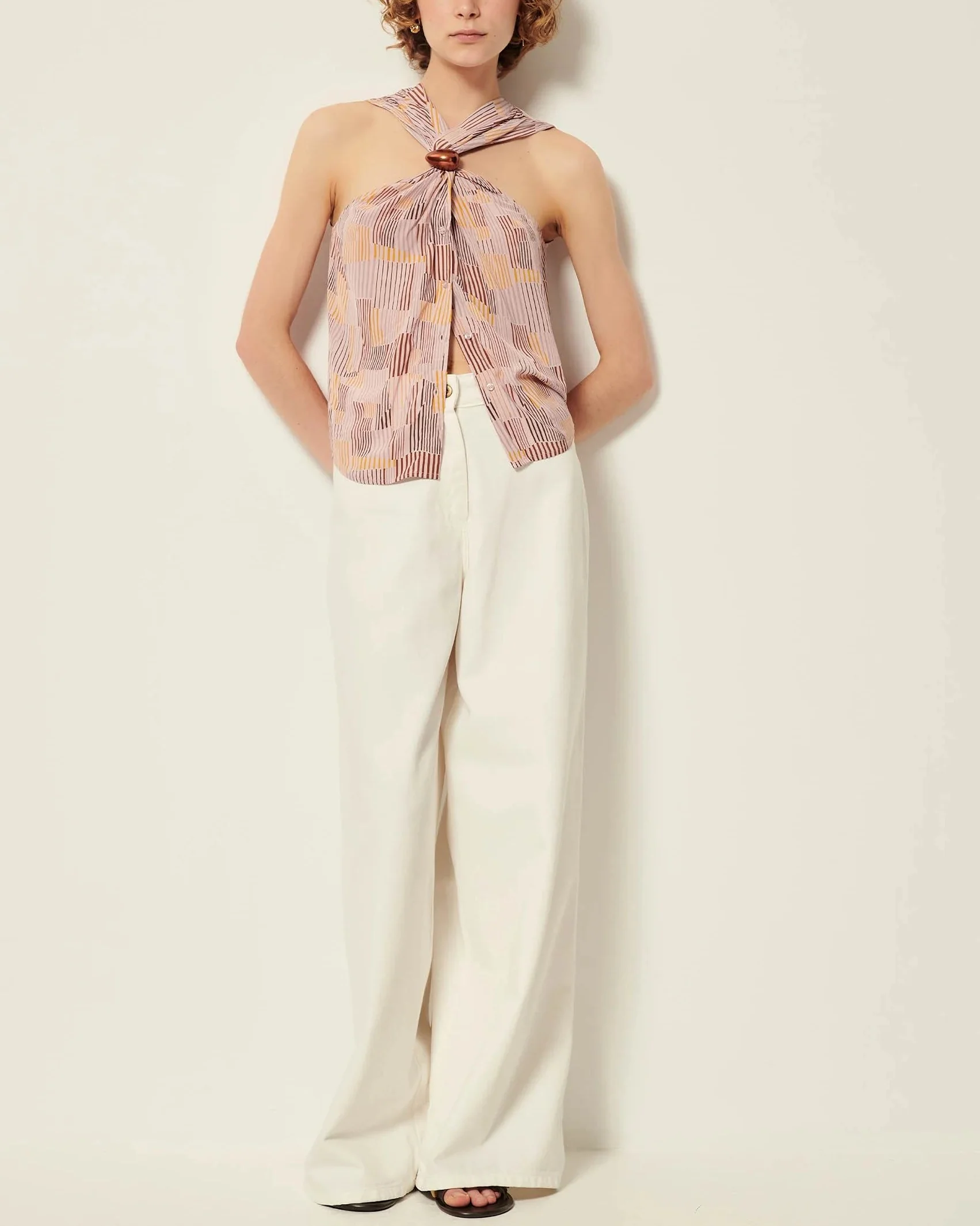 Women's Blouse 100 Percent Cotton Poplin - Blush Pink Rosaico-Honesti - Image 4
