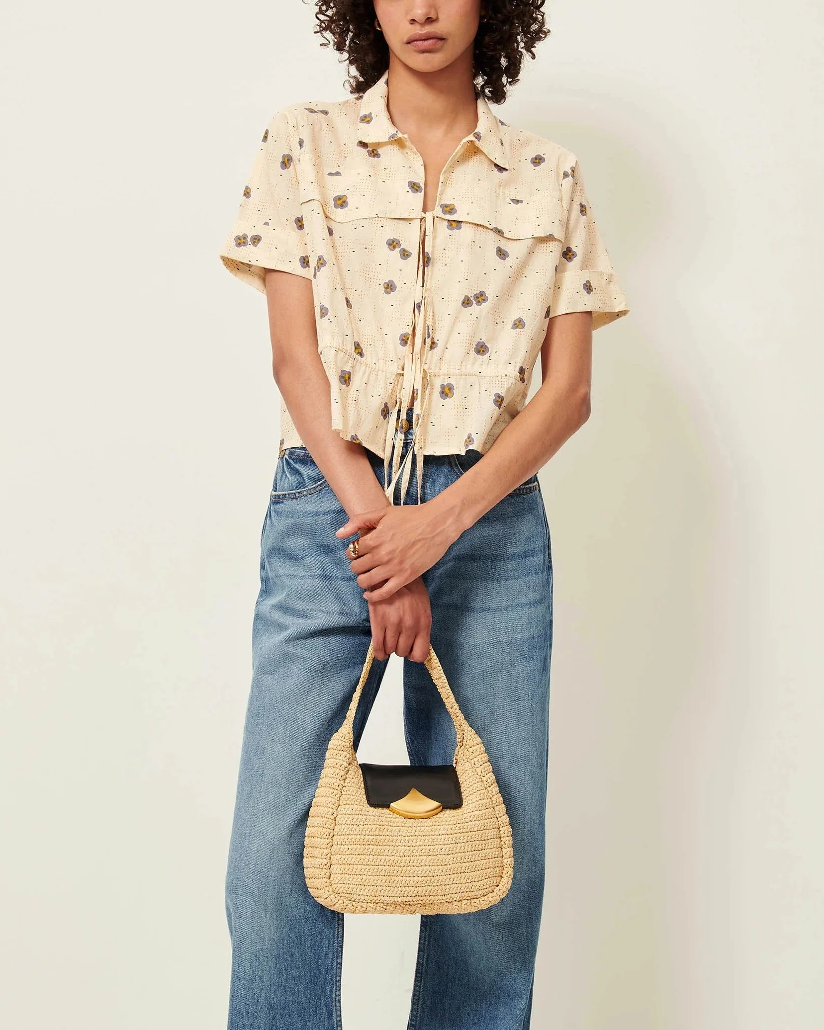 Women Button-Down Blouse Cotton Poplin - Mint Leaf Plein-Sel-Seti - Image 3
