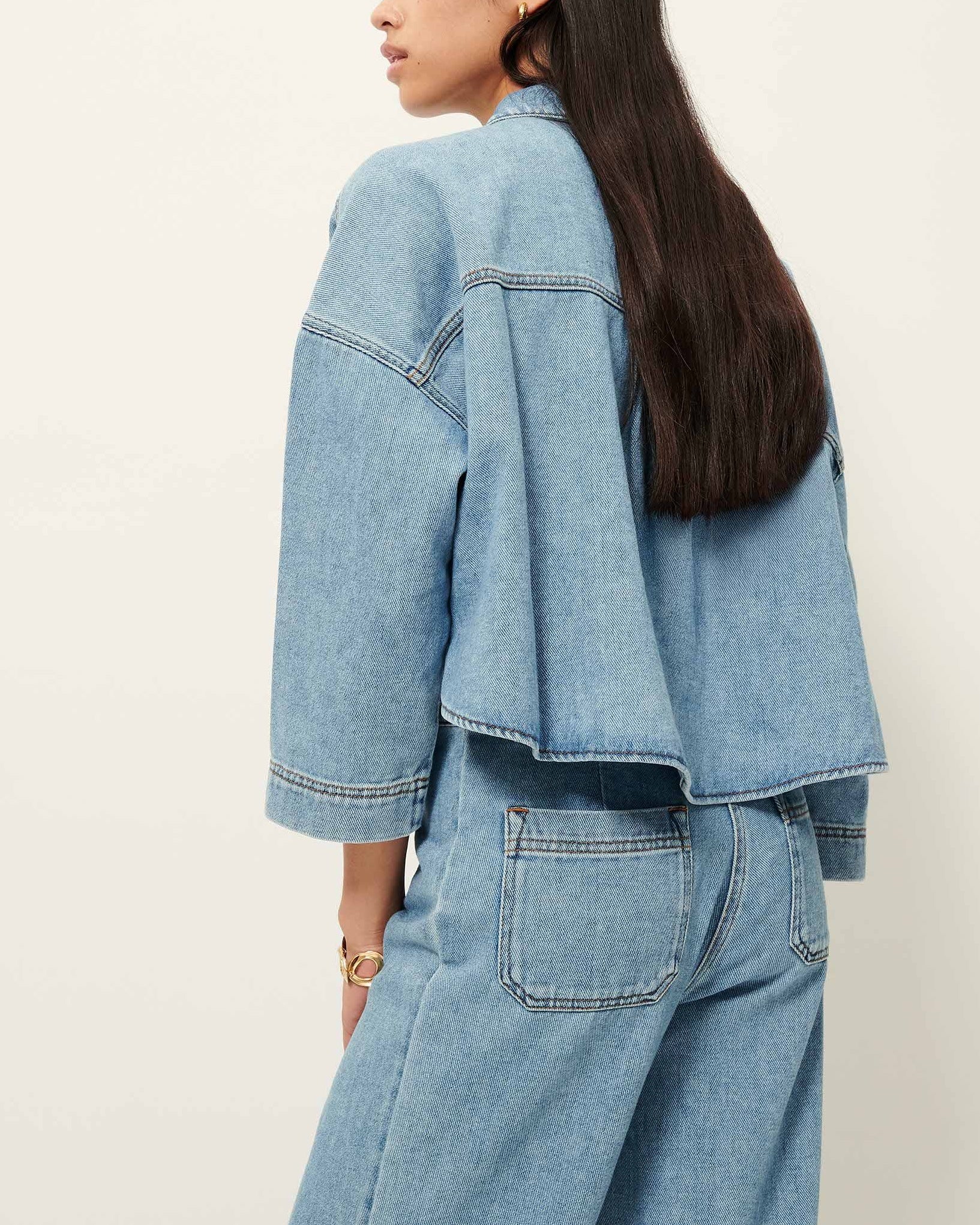 Women's Button-Down Denim Blouse Organic Cotton Denim Twill - Azuru - Image 6