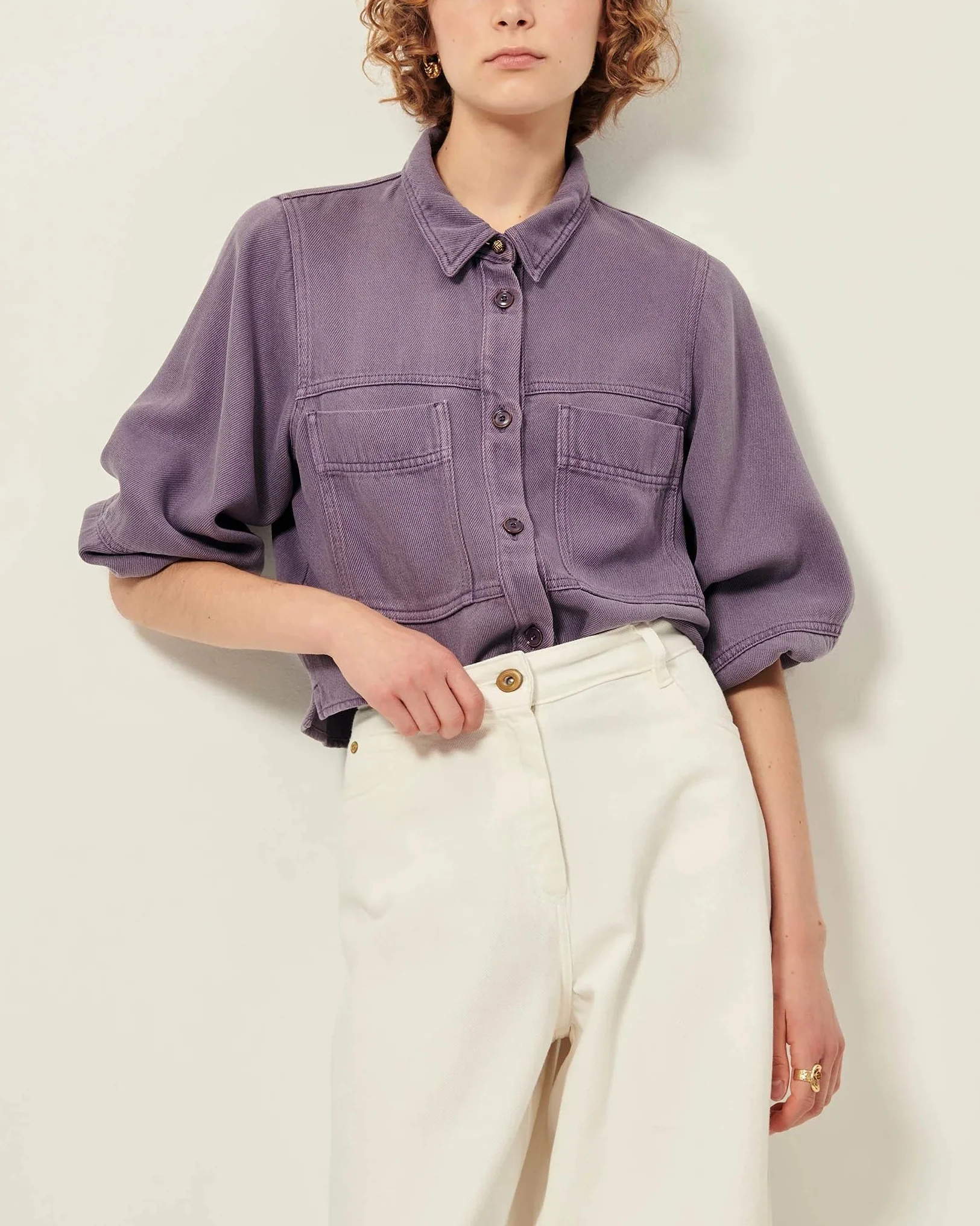 Women's Overshirt Lyocell - Stonewashed Light Denim Sweet-Storm - Image 2