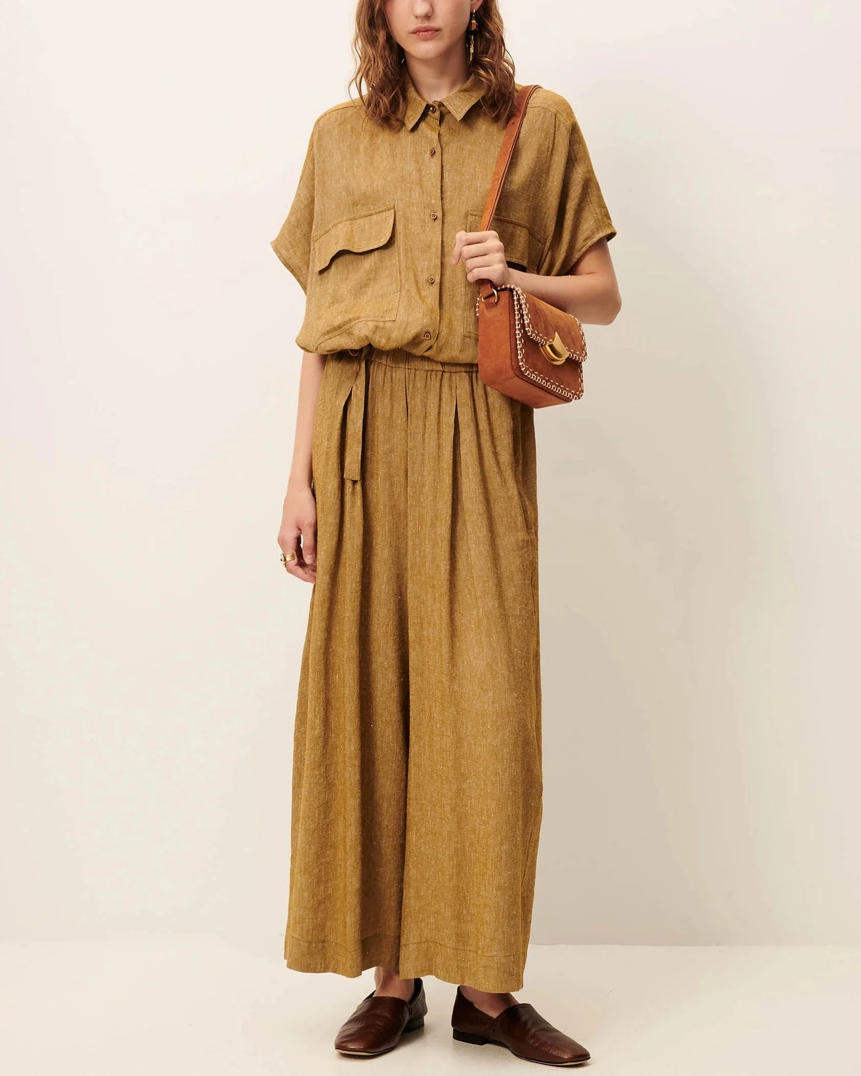 Women's Cropped Wide-Leg Elasticated Trousers in LENZINGECOVERO Viscose Pampa - Image 2