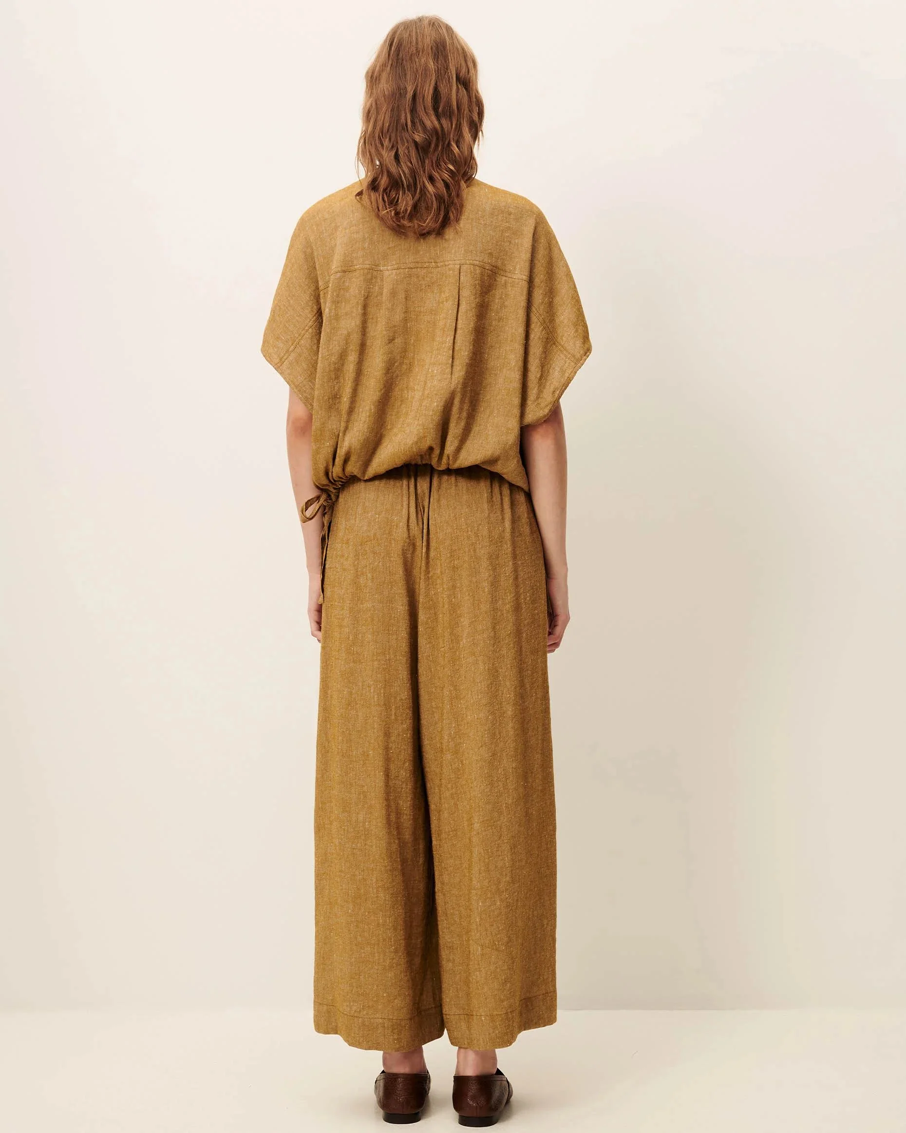 Women's Cropped Wide-Leg Elasticated Trousers in LENZINGECOVERO Viscose Pampa - Image 5