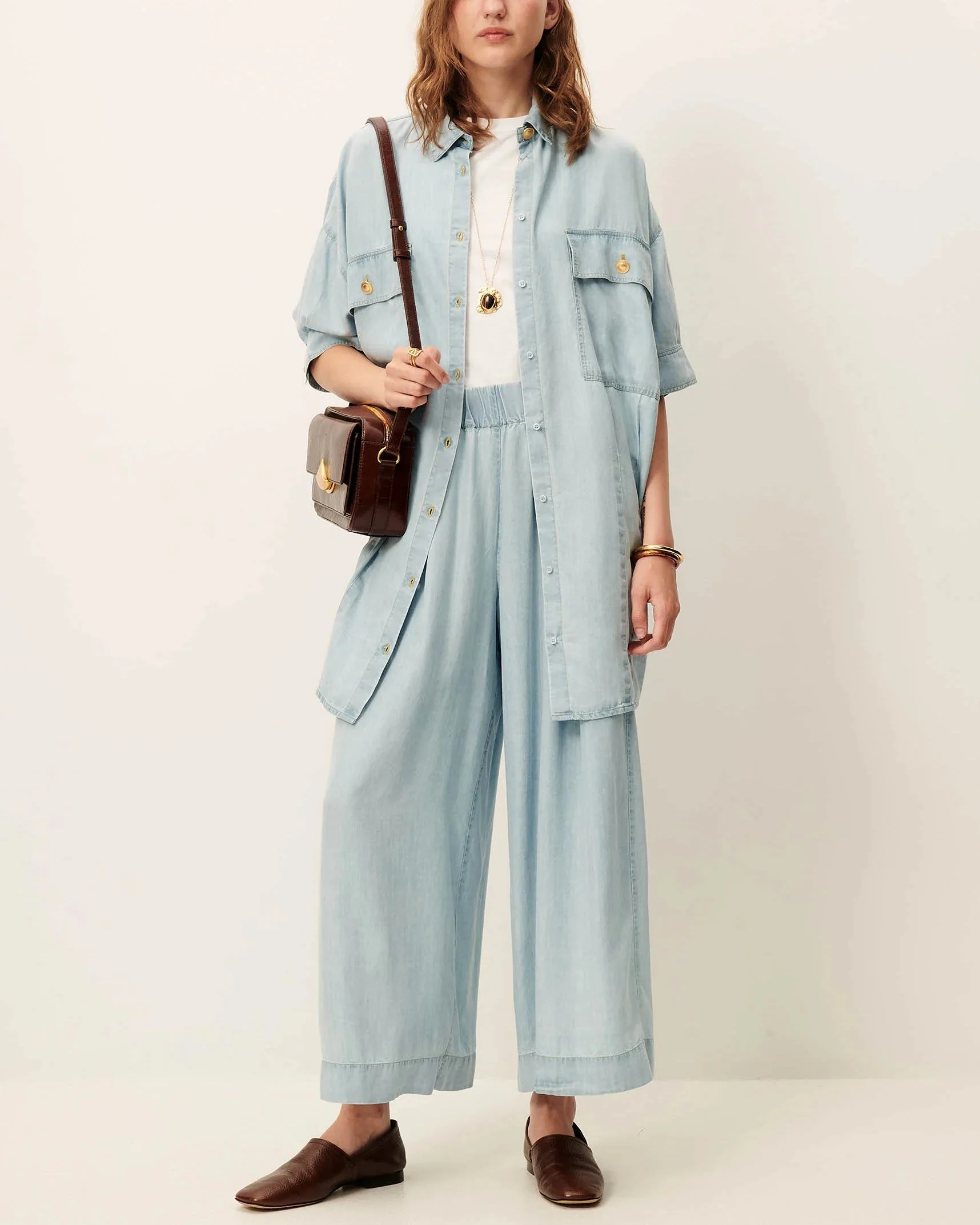 Women's 7/8 Length Wide-Leg Pants Lyocell Twill - Indigo Alizea - Image 2