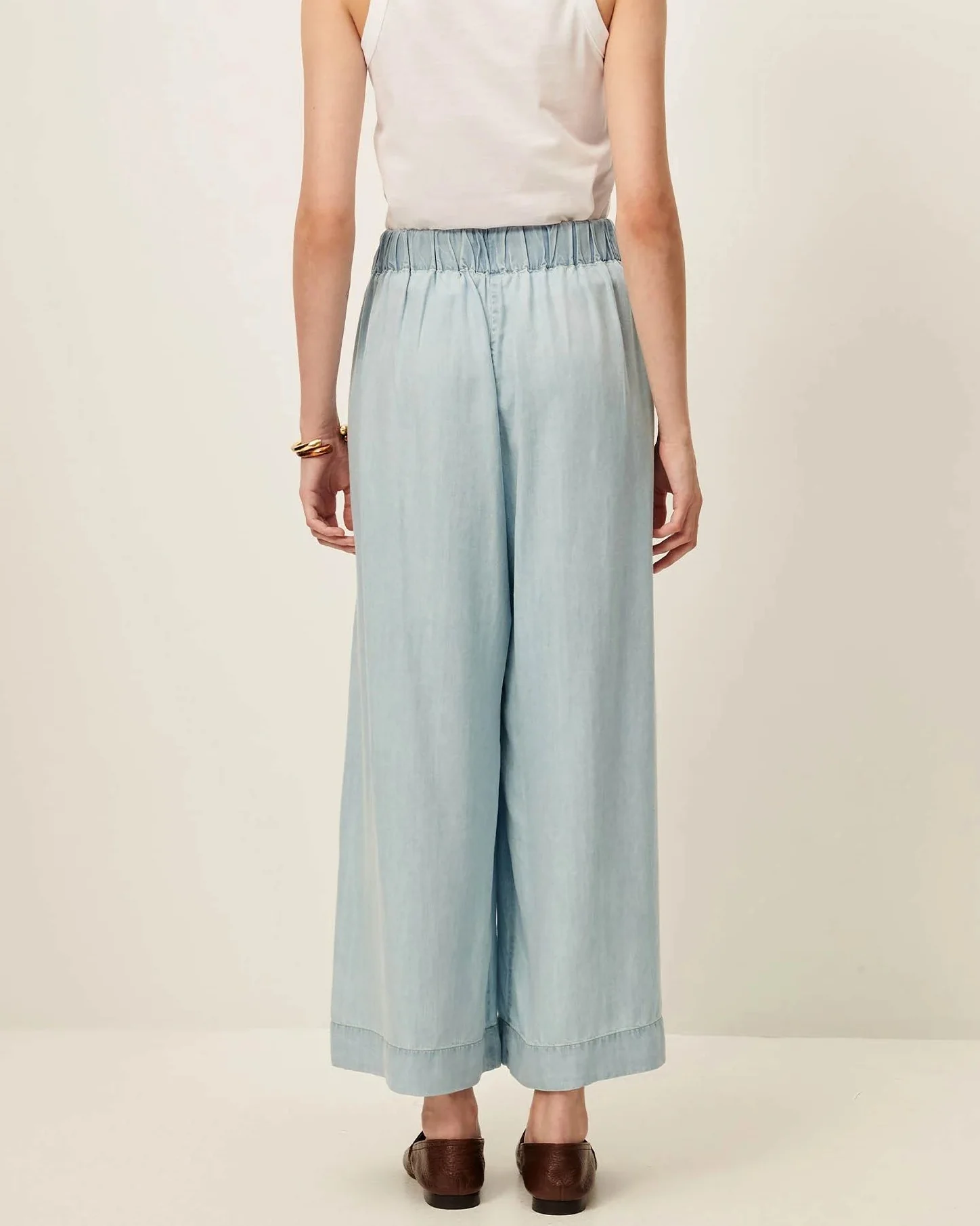 Women's 7/8 Length Wide-Leg Pants Lyocell Twill - Indigo Alizea - Image 5