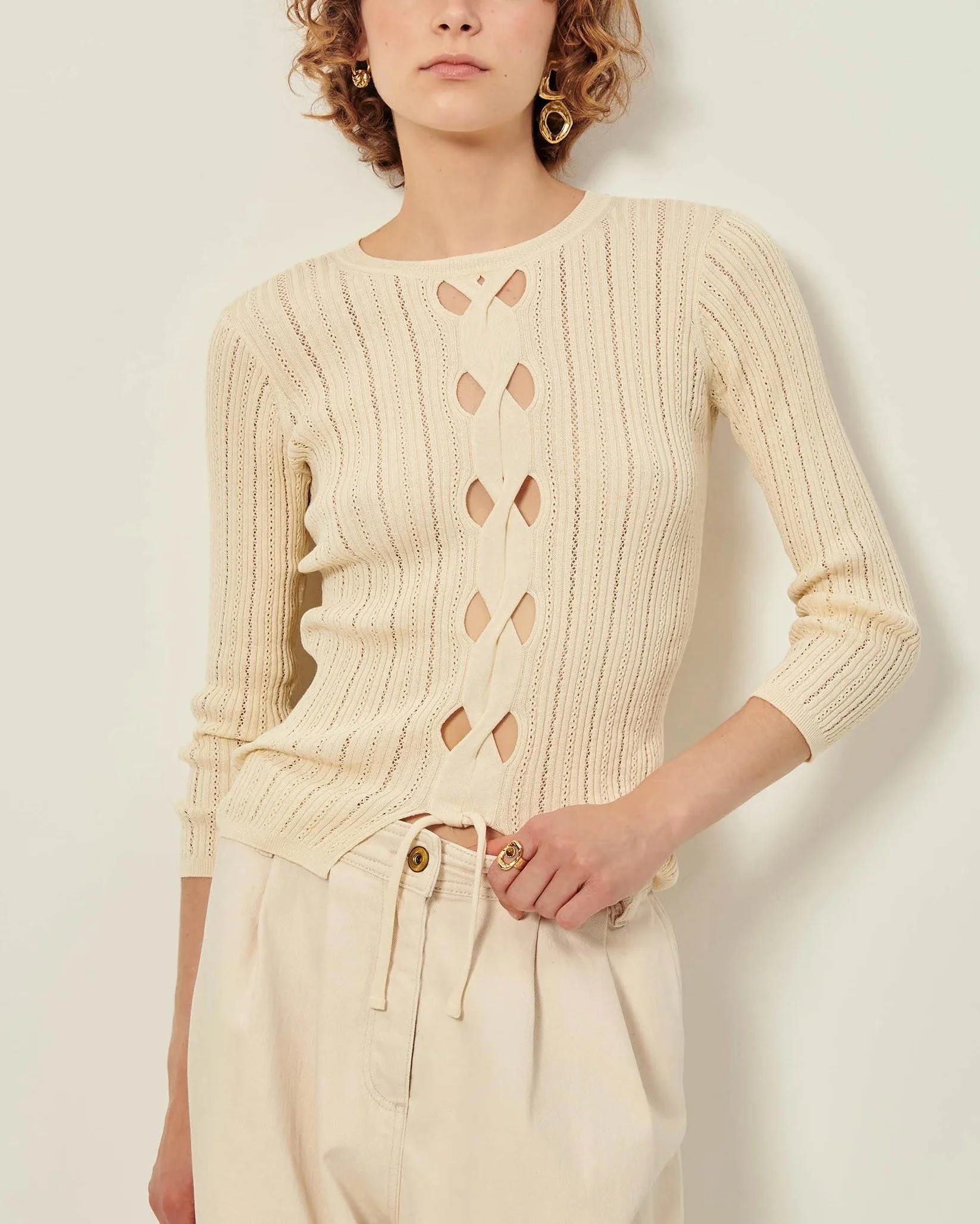 Women's Pullover Merino Wool Blend Knit - Fleur-De-Sel - Image 5