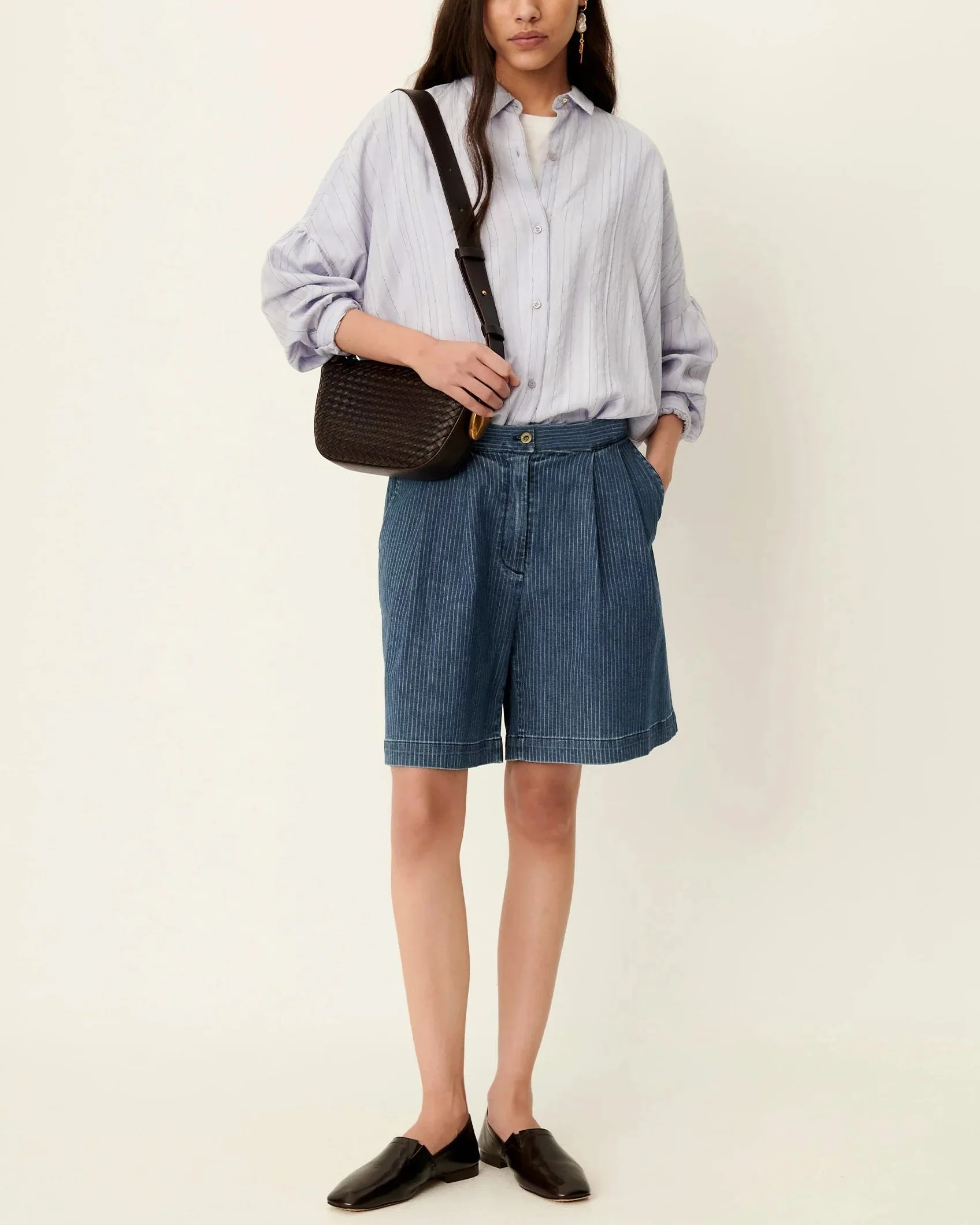 Women's Bermuda Shorts Denim Twill Fabric - Regate-Blue - Image 4