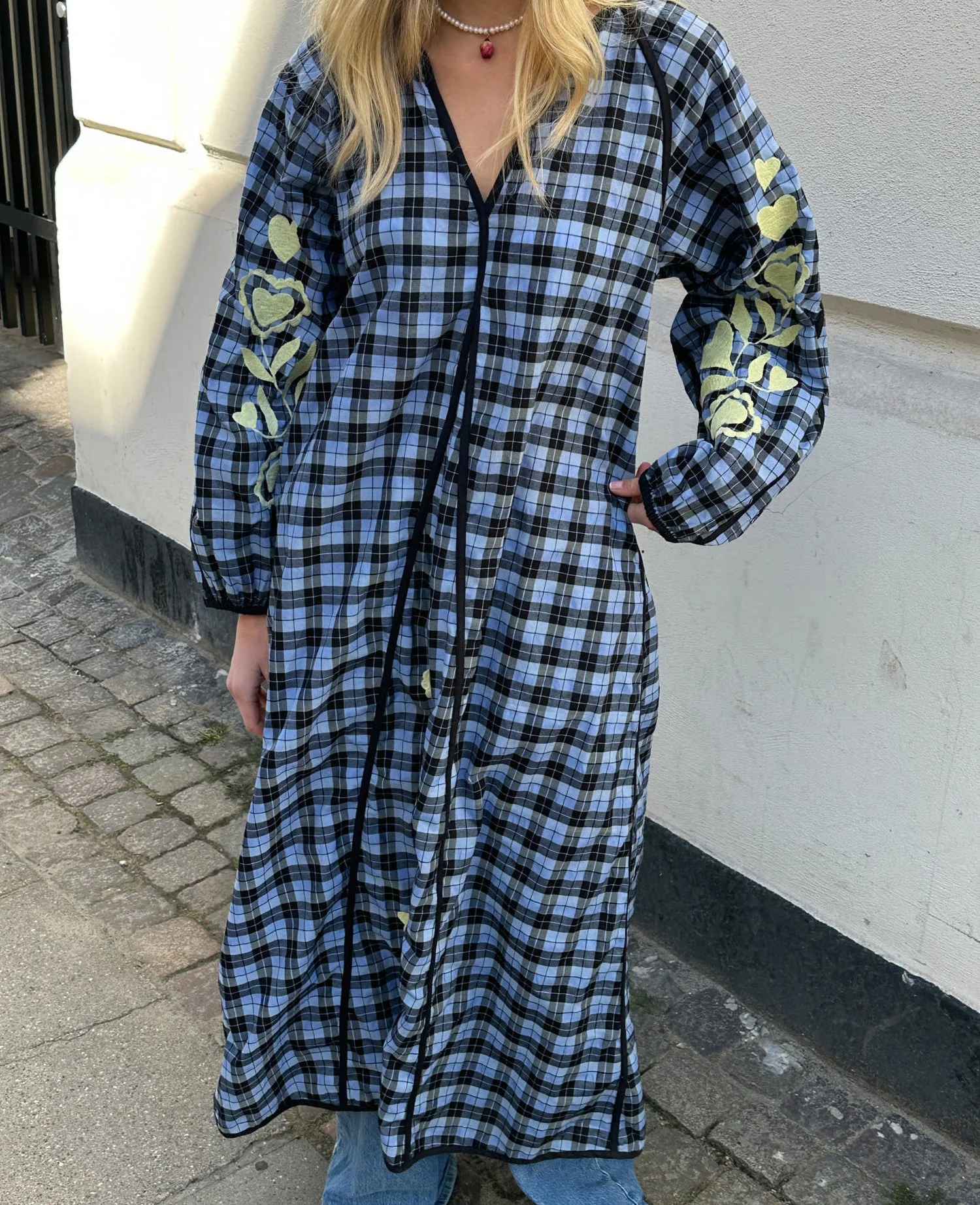 Dress Fran Dress Blue-Checks - Image 6