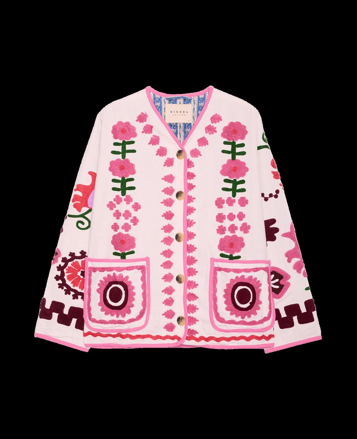 SISSEL EDELBO Women's Maggie Suzani  Jacket Hand-Embroidered Cotton Canvas - Multi-Color Floral Flower - Image 4