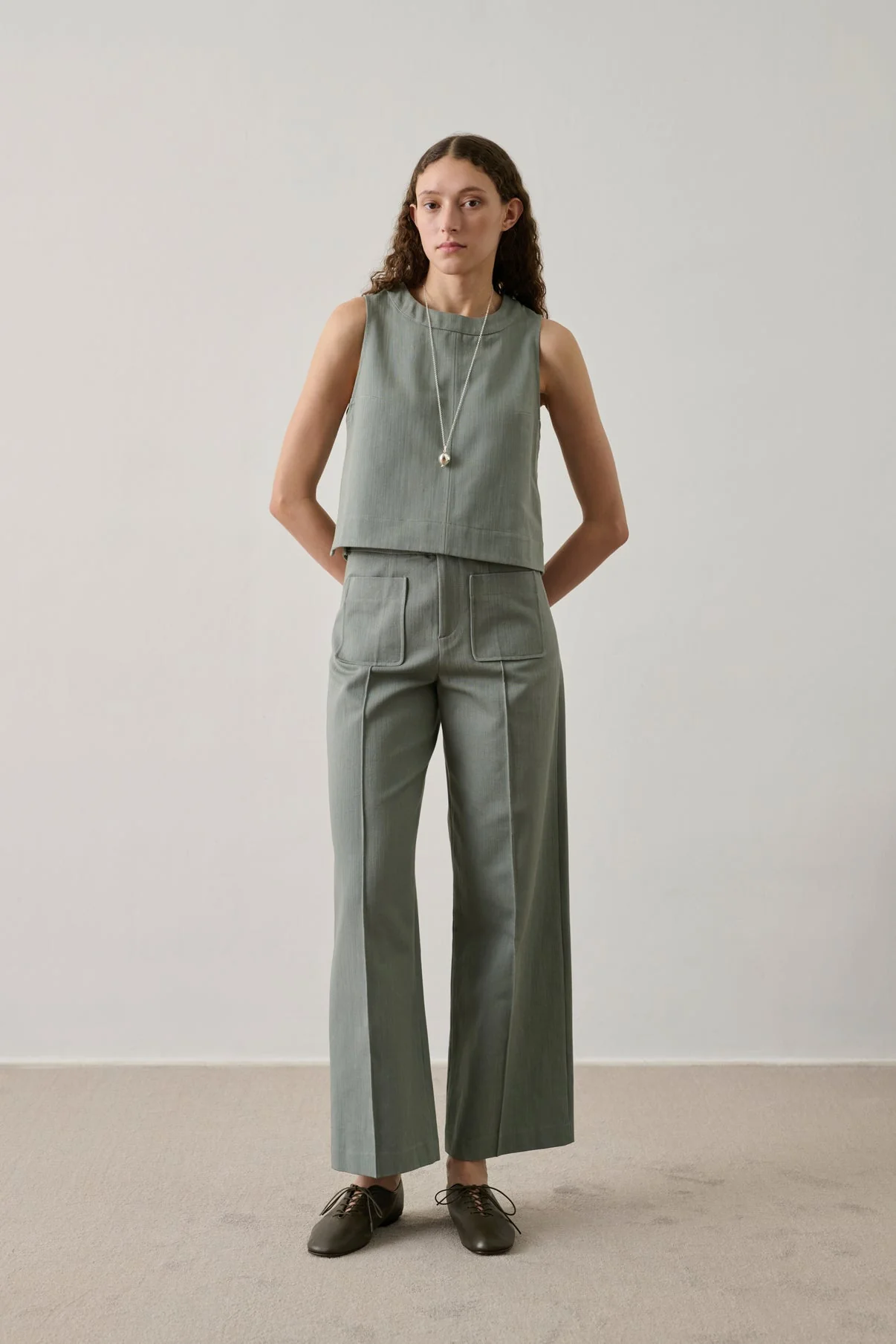 Women's Button-Down Blouse 100% Cotton Poplin - Mint Leaf Vert-D-Eau - Image 2