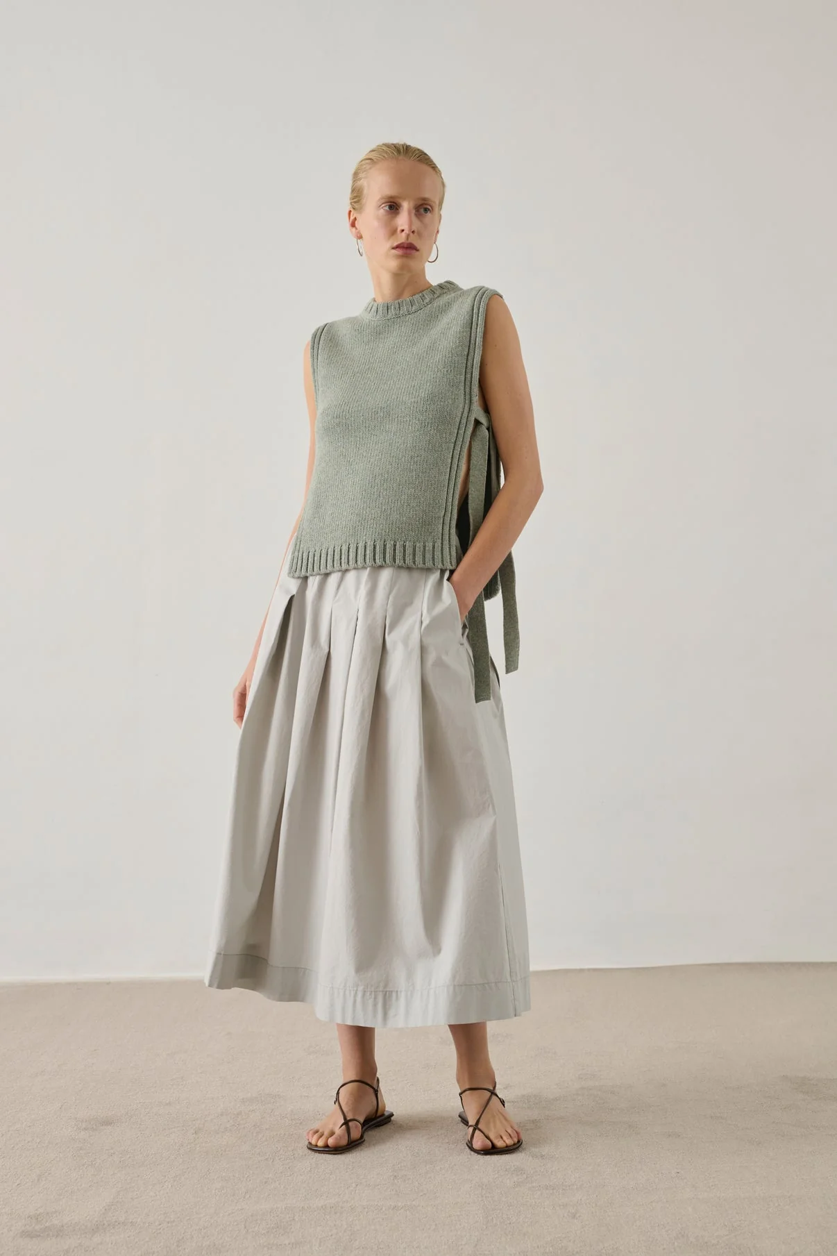 Women's Skirt Premium Washed Cotton Poplin - Gris-Clair - Image 4