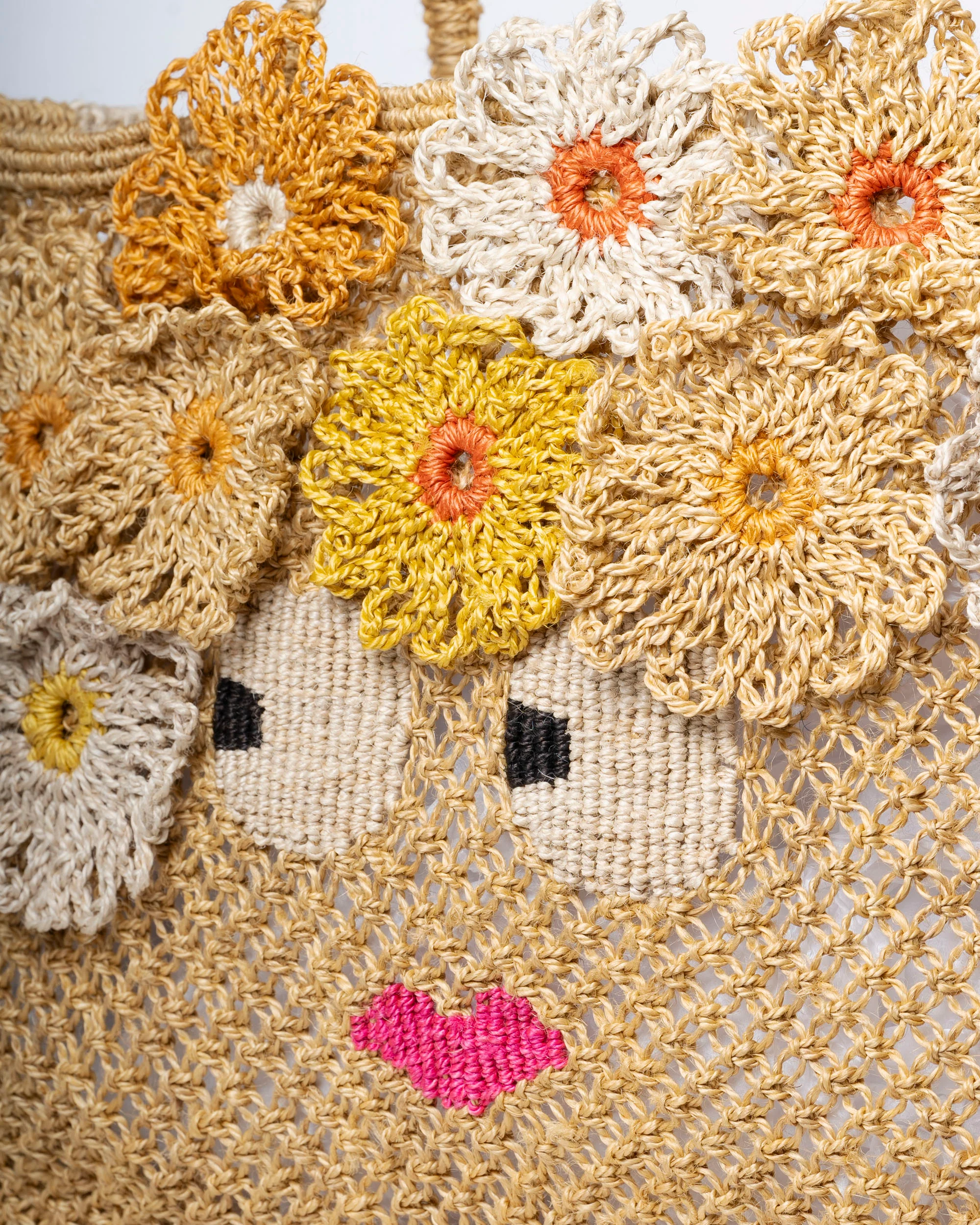 Carmen Small Handwoven Jute Beach Bag –  Yellow Mustard - Image 3