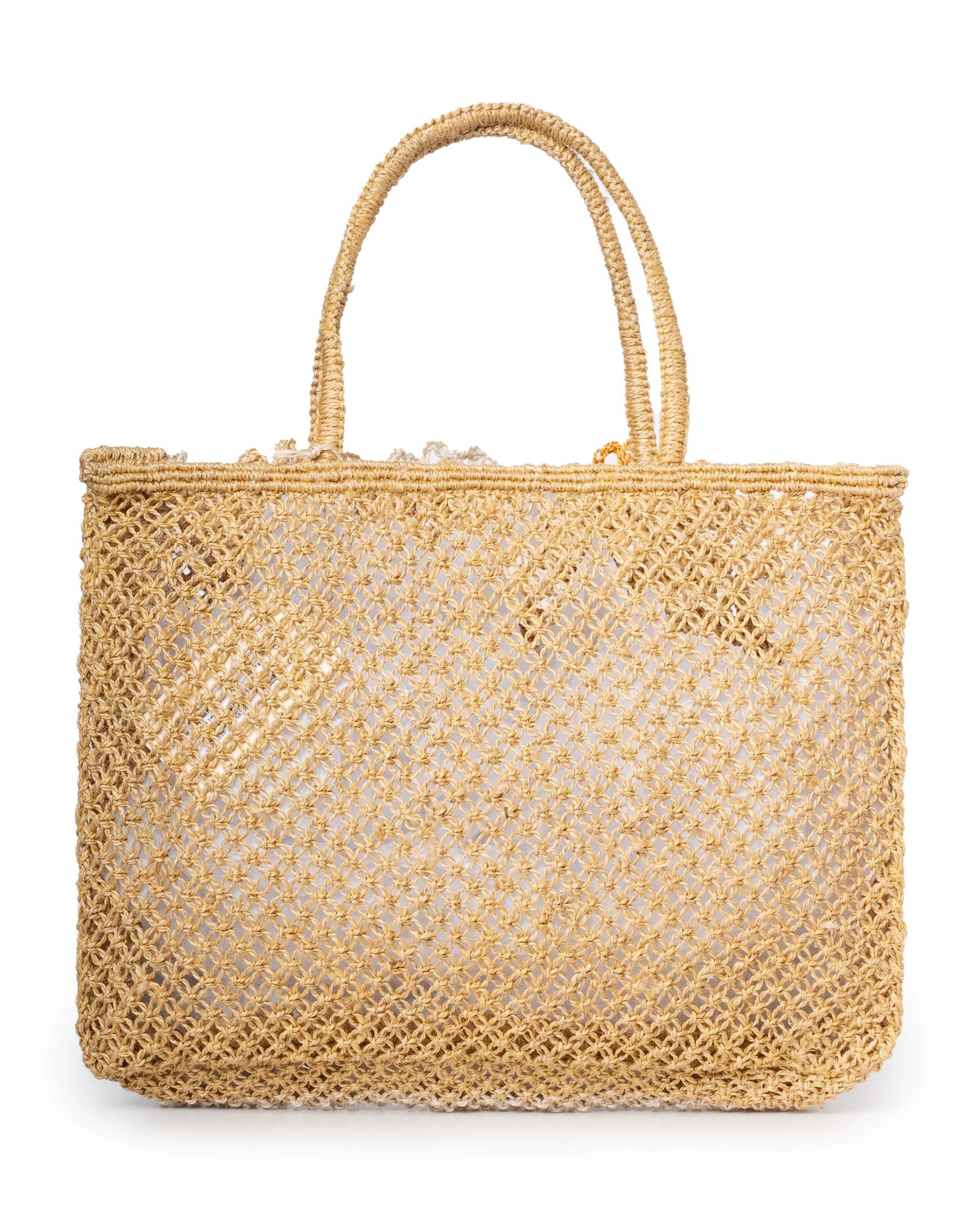 Carmen Small Handwoven Jute Beach Bag –  Yellow Mustard - Image 4