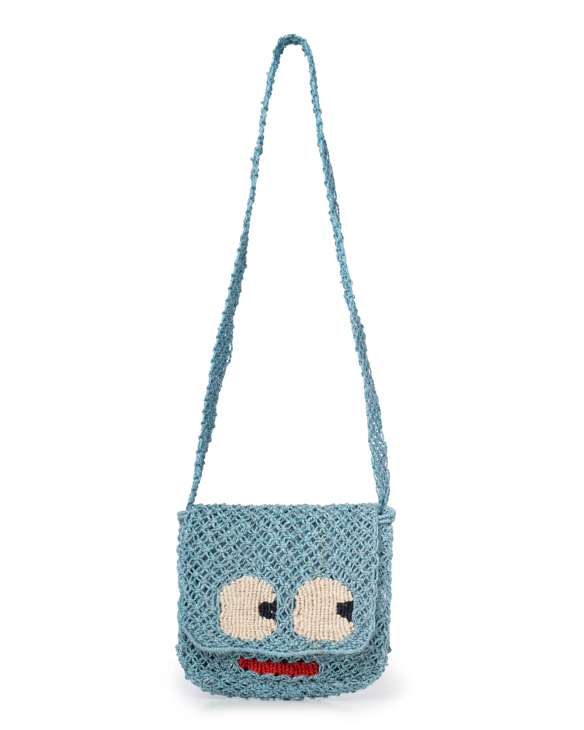 Women's Lola Jute Beach Bag –  Blue | Eco-Friendly Big Eyes Tote Sky