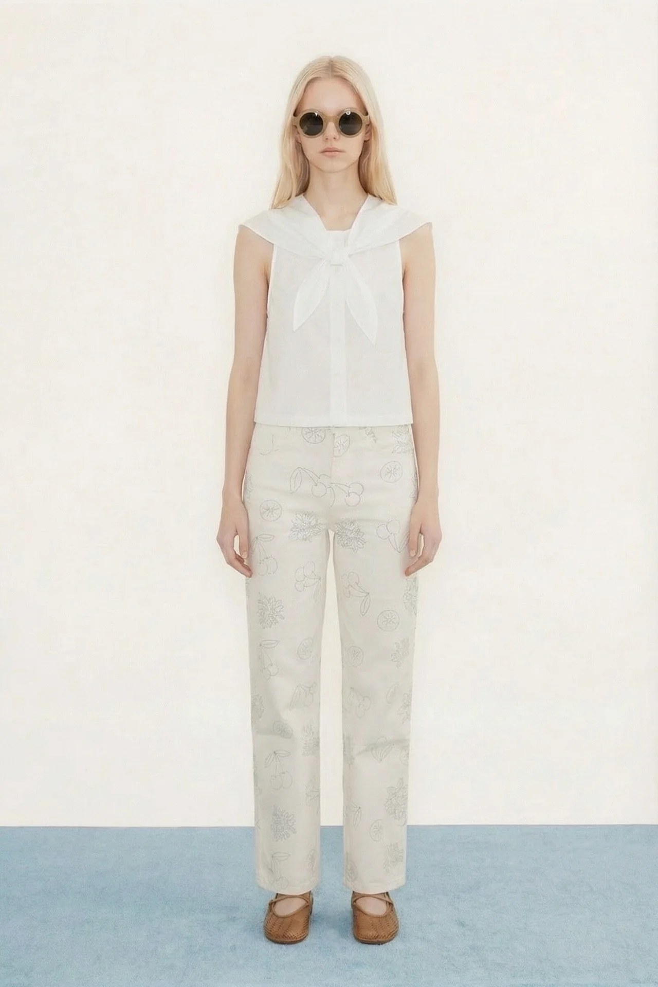 Blouse Scarf Neck Blou Off-White - Image 5