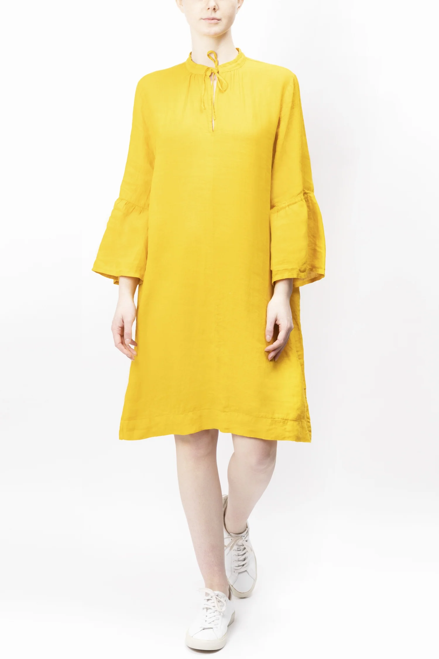 Tie Neck Linen Dress - Image 2