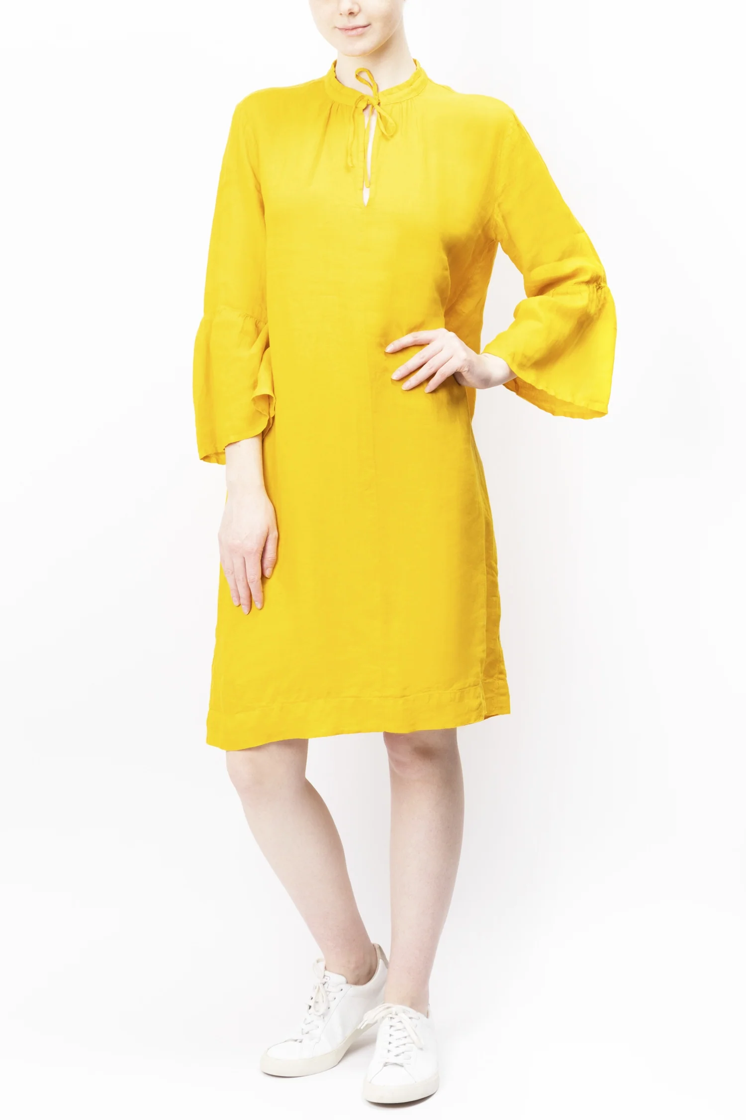 Tie Neck Linen Dress - Image 5