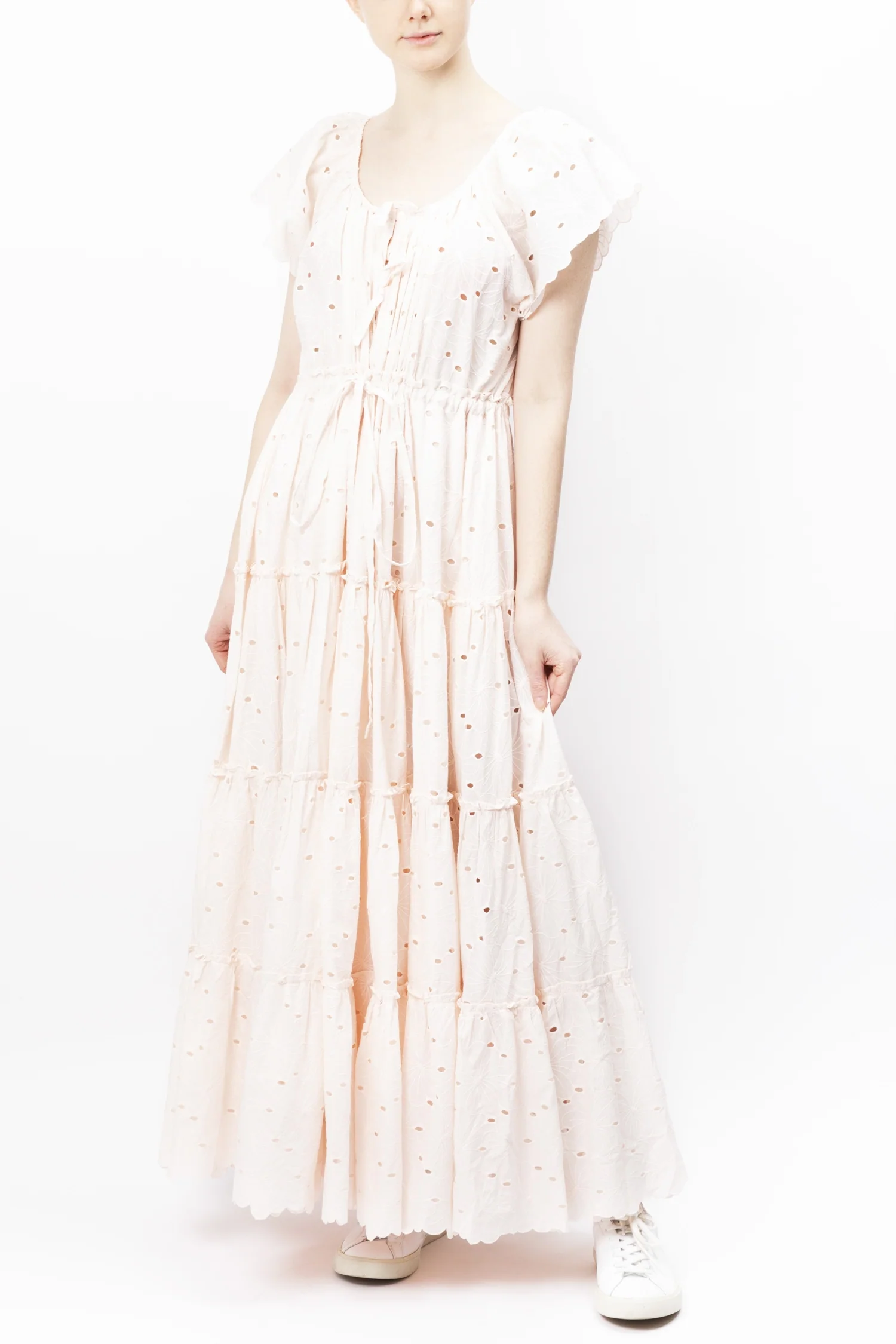 Tie-neck Tiered Cotton Dress - Image 3
