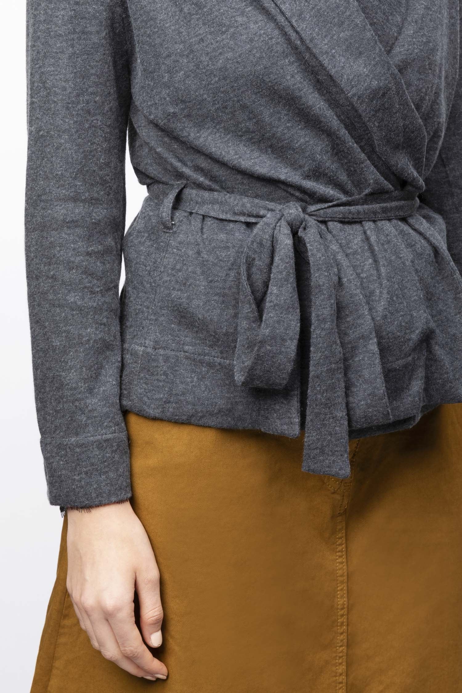 Tie-waist Knitted Jacket In Cotton And Cashmere Blend - Image 3