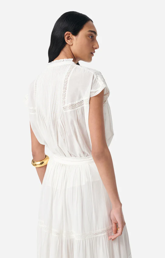 Women Button-Down Blouse 100 Percent Cotton Poplin - White Blanc - Image 4