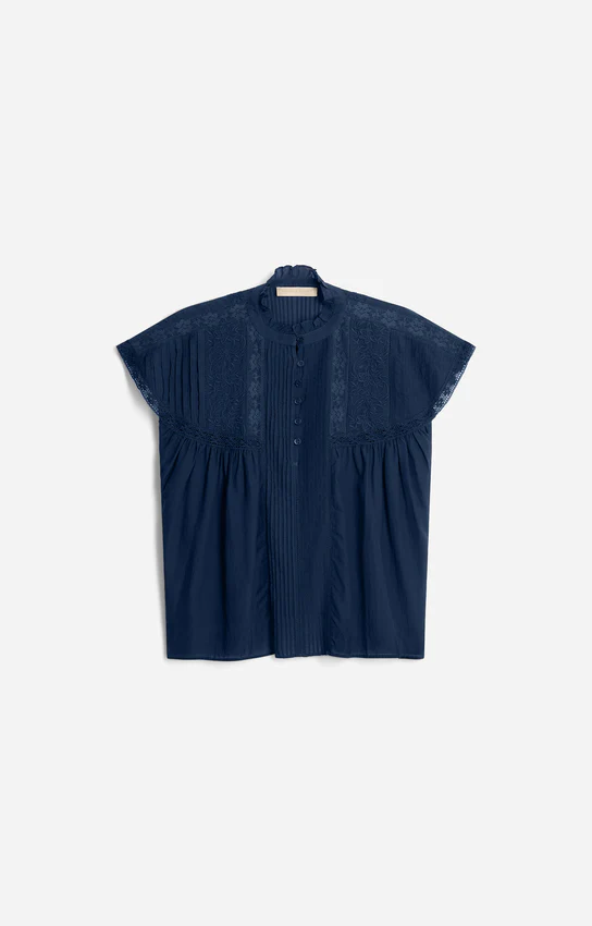Women's Lightweight Button-Down Blouse 100% Cotton - Encre
