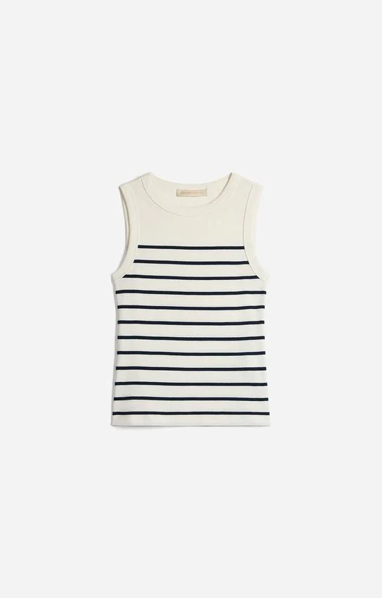 Vanessa Bruno Women's Striped Fine Knit Tank Top Blouse - Ecru-Marine - Image 2