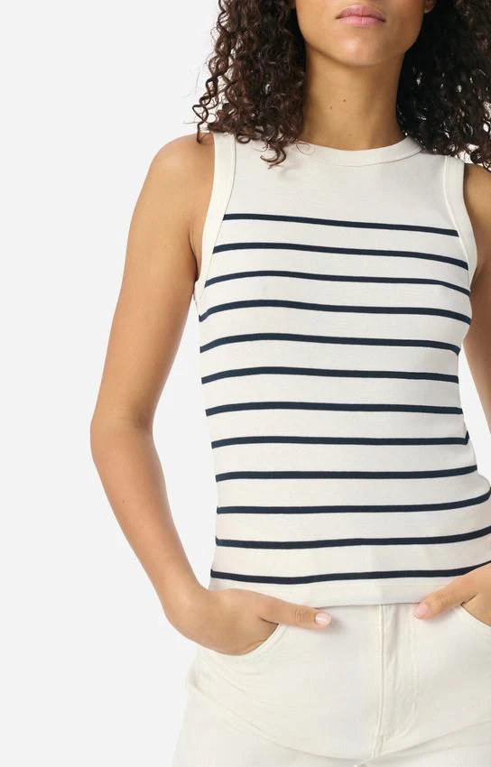 Vanessa Bruno Women's Striped Fine Knit Tank Top Blouse - Ecru-Marine - Image 3
