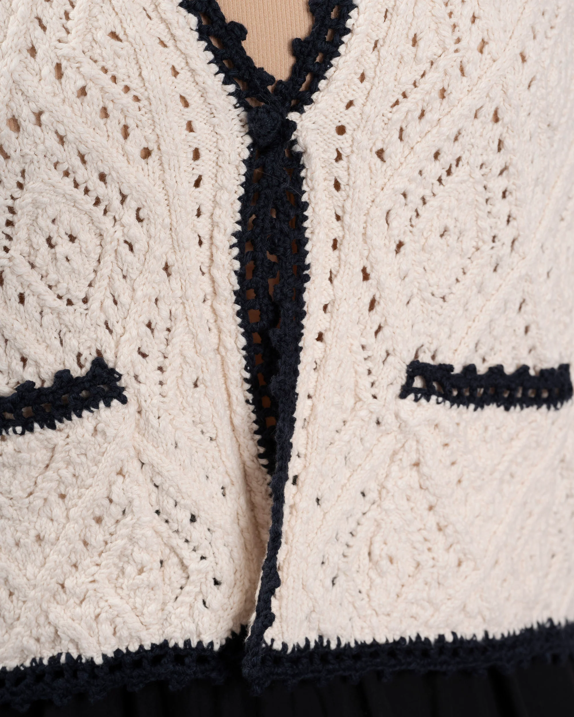 Cardigan 5evc10-v03851 Ecru-Marine - Image 3