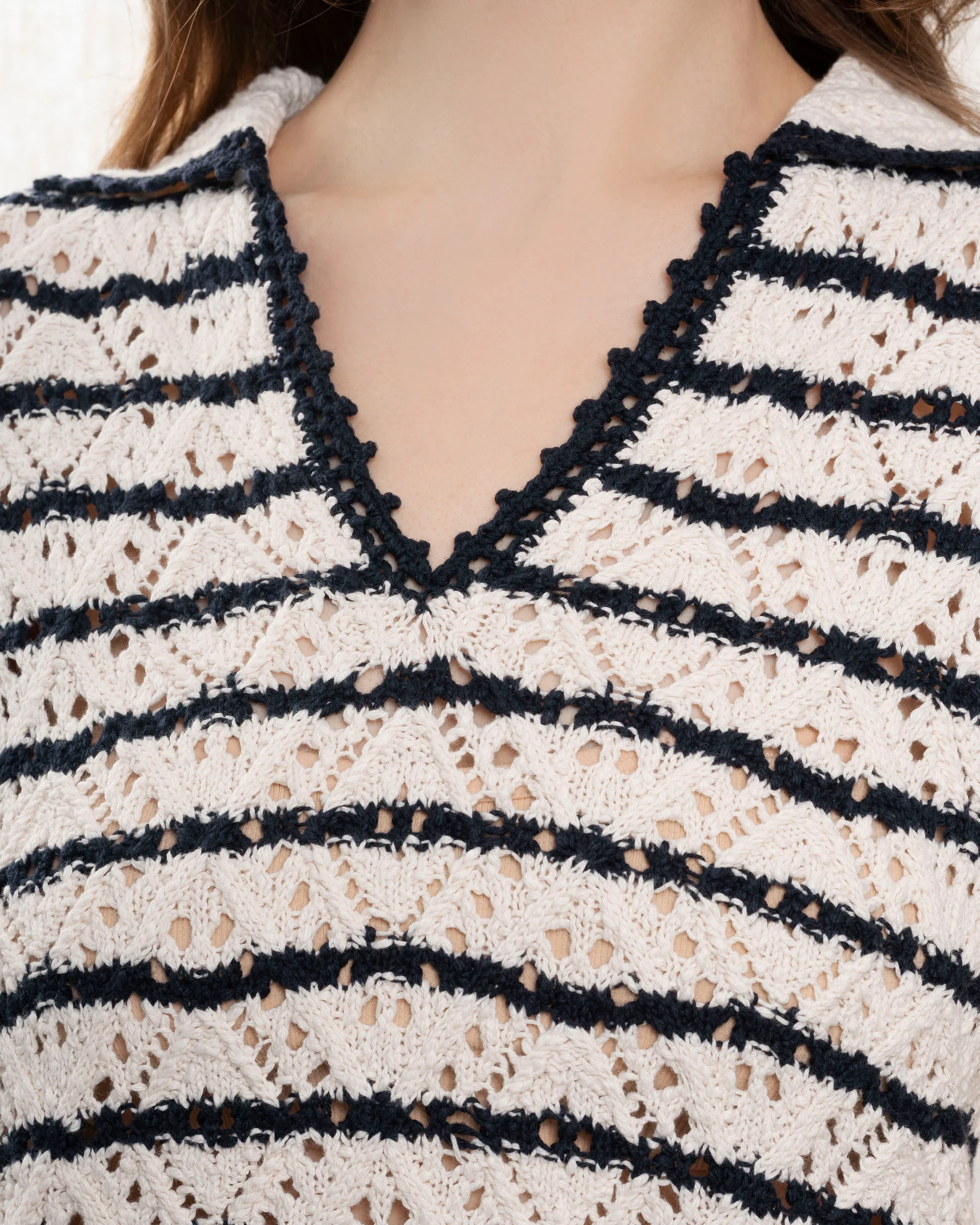Pullover 5evc10-v15852 Ecru-Marine - Image 3