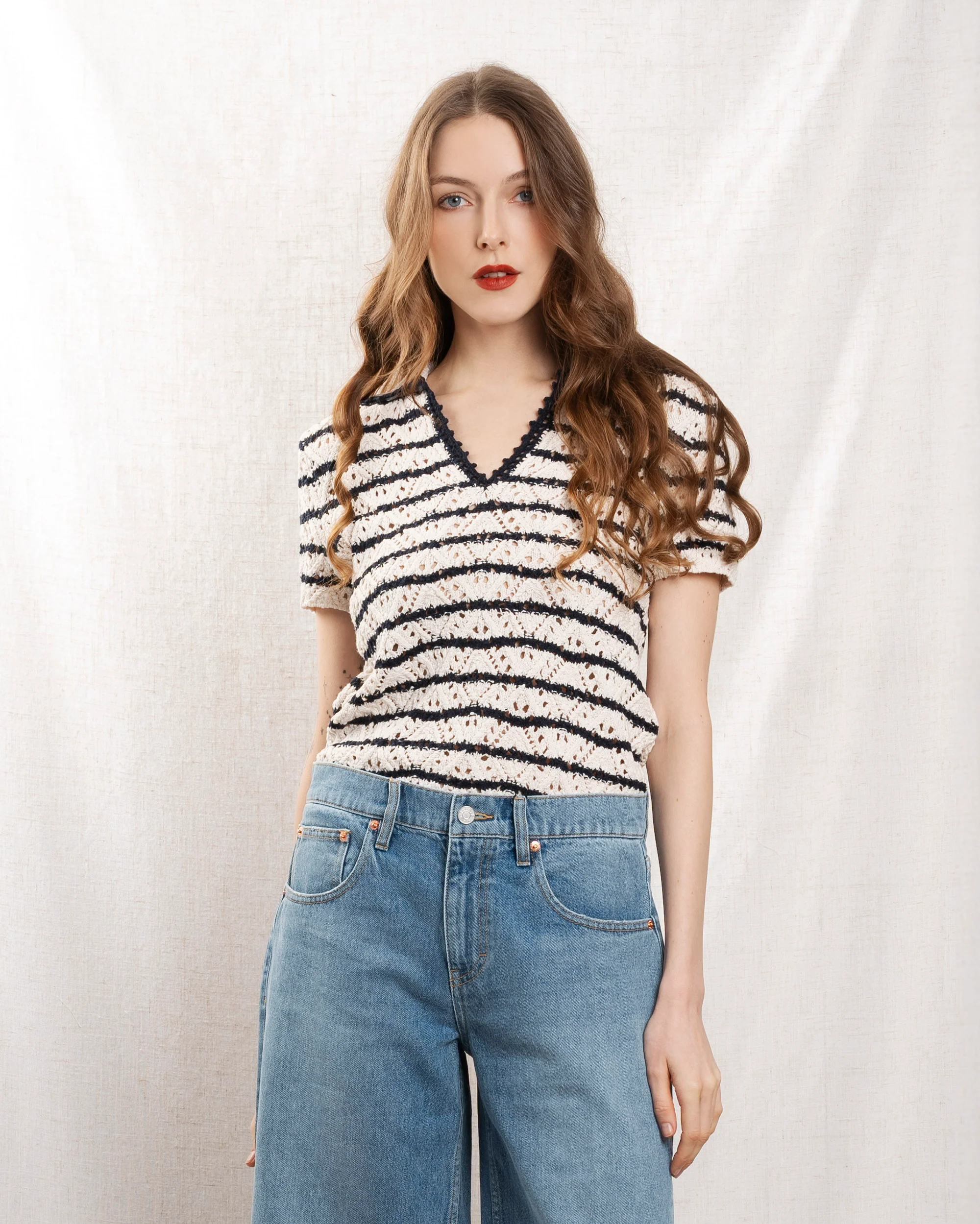 Pullover 5evc10-v15852 Ecru-Marine - Image 5