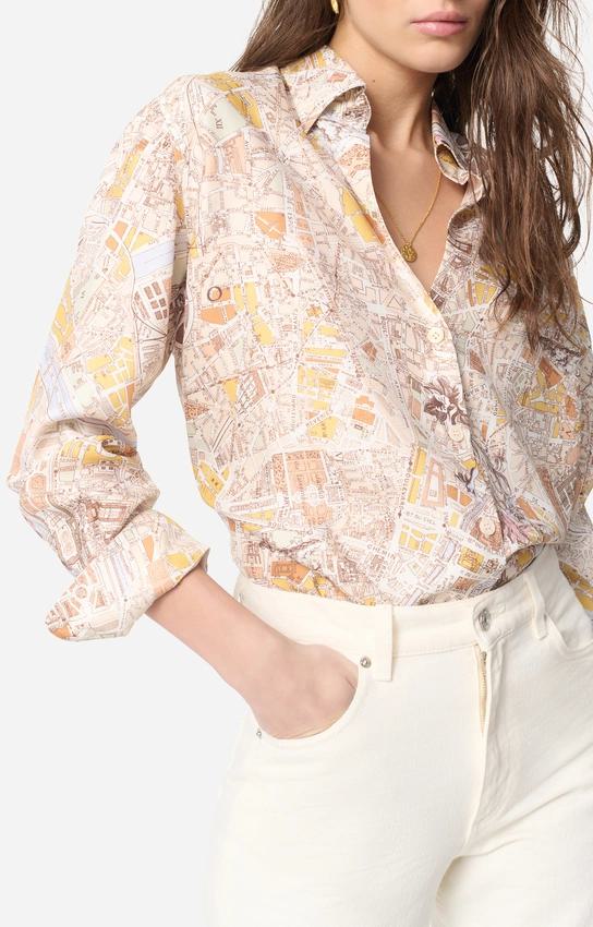 Vanessa Bruno Women's Carte de Paris Print Blouse in Flowing Viscose - Miel - Image 3