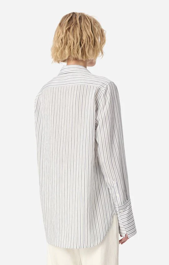 Vanessa Bruno Women's Striped Flowing Shirt  - Lightweight Button-Down Blouse - Marine - Image 5