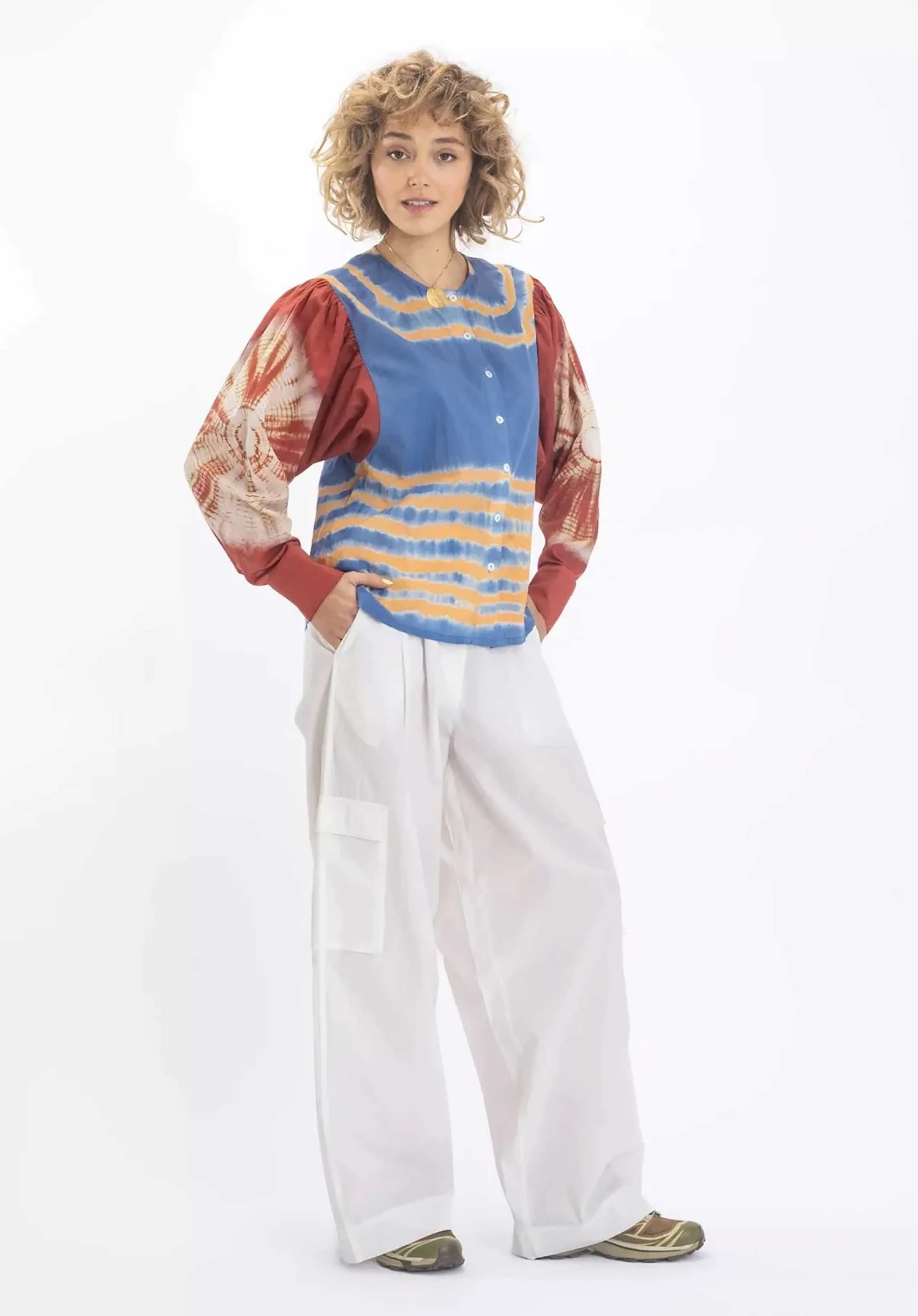 Blouse Rahi Blouse Blue-Orange - Image 5