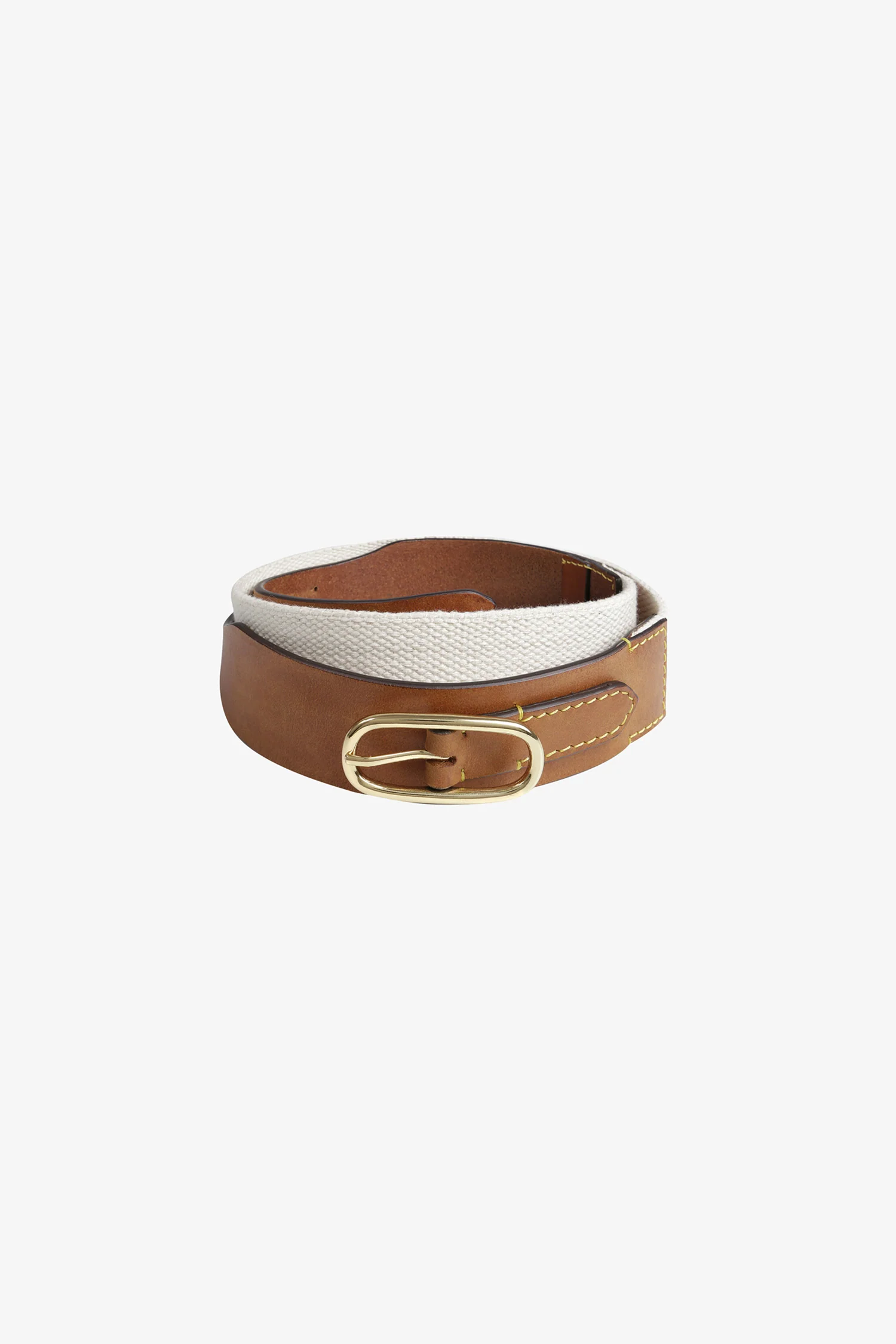 Wide Leather & Canvas Belt - Image 2